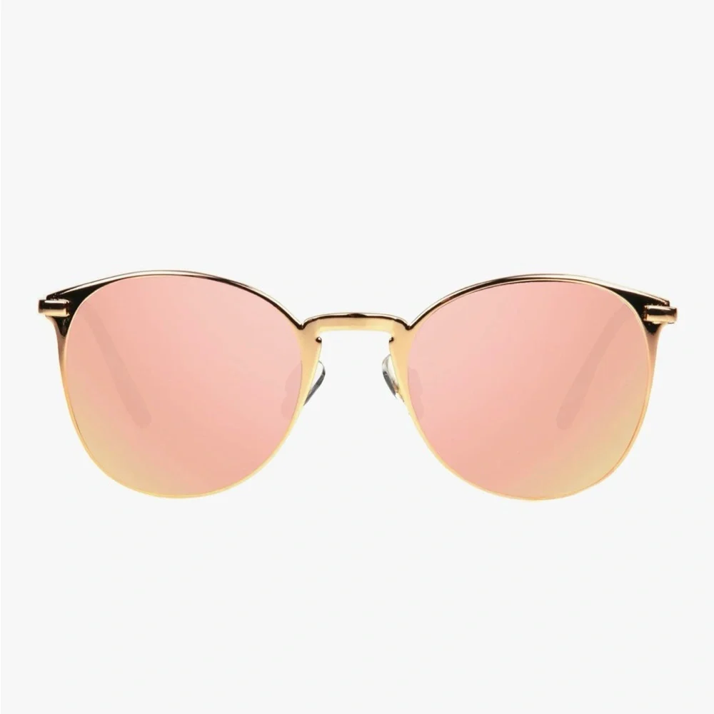 Foster Grant Elsie Rose Gold Round Sunglasses New With Case
